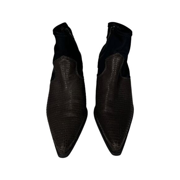 Free People Jackson West Ankle Boot 37 7 Brown Black Leather Bootie Boho - Picture 2 of 10